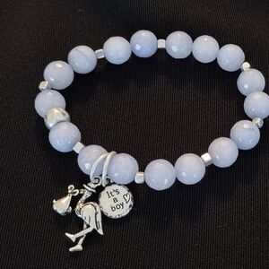 3/$21 Blue 💙 Glass Beaded Bracelet  It's A Boy Charm Gender Reveal